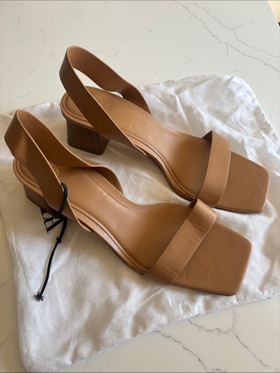 Zara Shoes - Zara Camel/Tan Slingback Block Heel Sandals